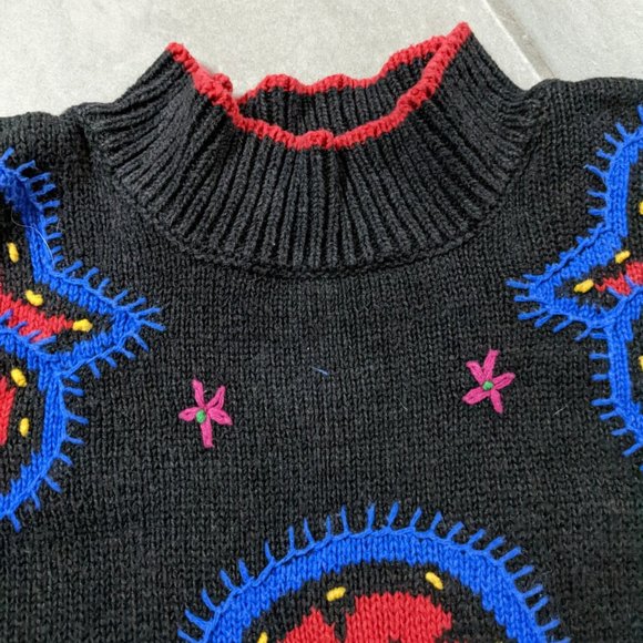 Vintage Leslie Fay Black Paisley Sweater Mock Neck - Picture 5 of 10